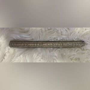 Rhinestone Stretch Headband Silver Crystal Hair Band Sparkly Elastic 7/8” Wide